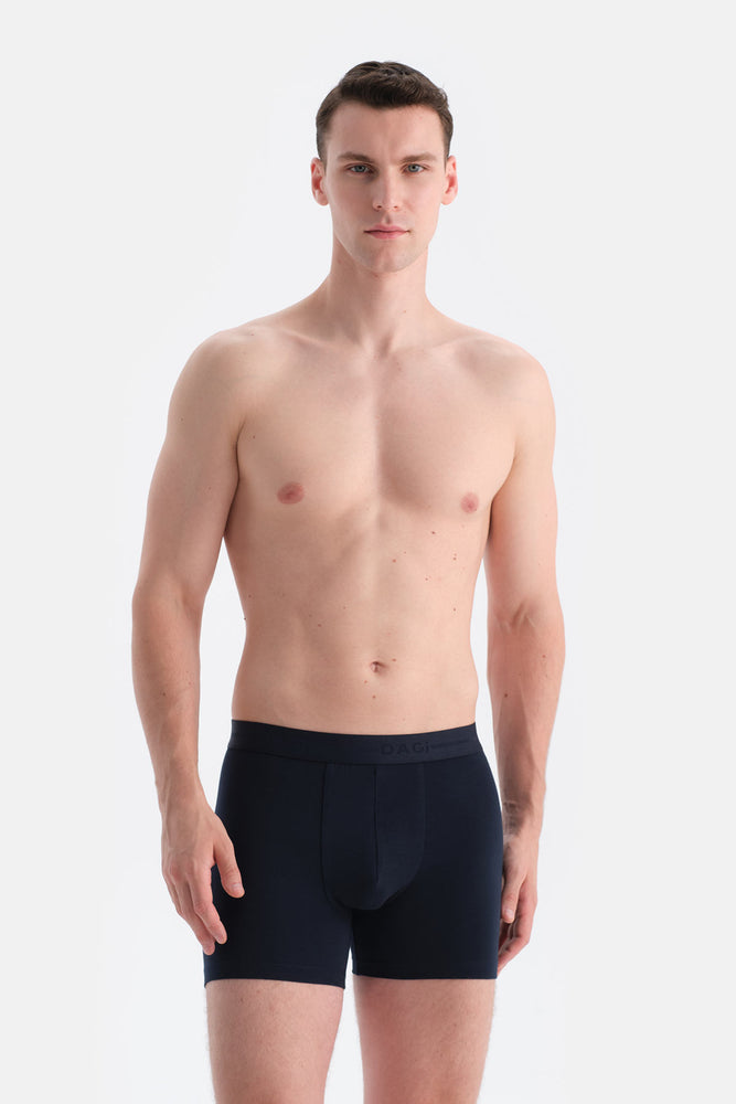 Lacivert 5210 Düz Pamuk Boxer