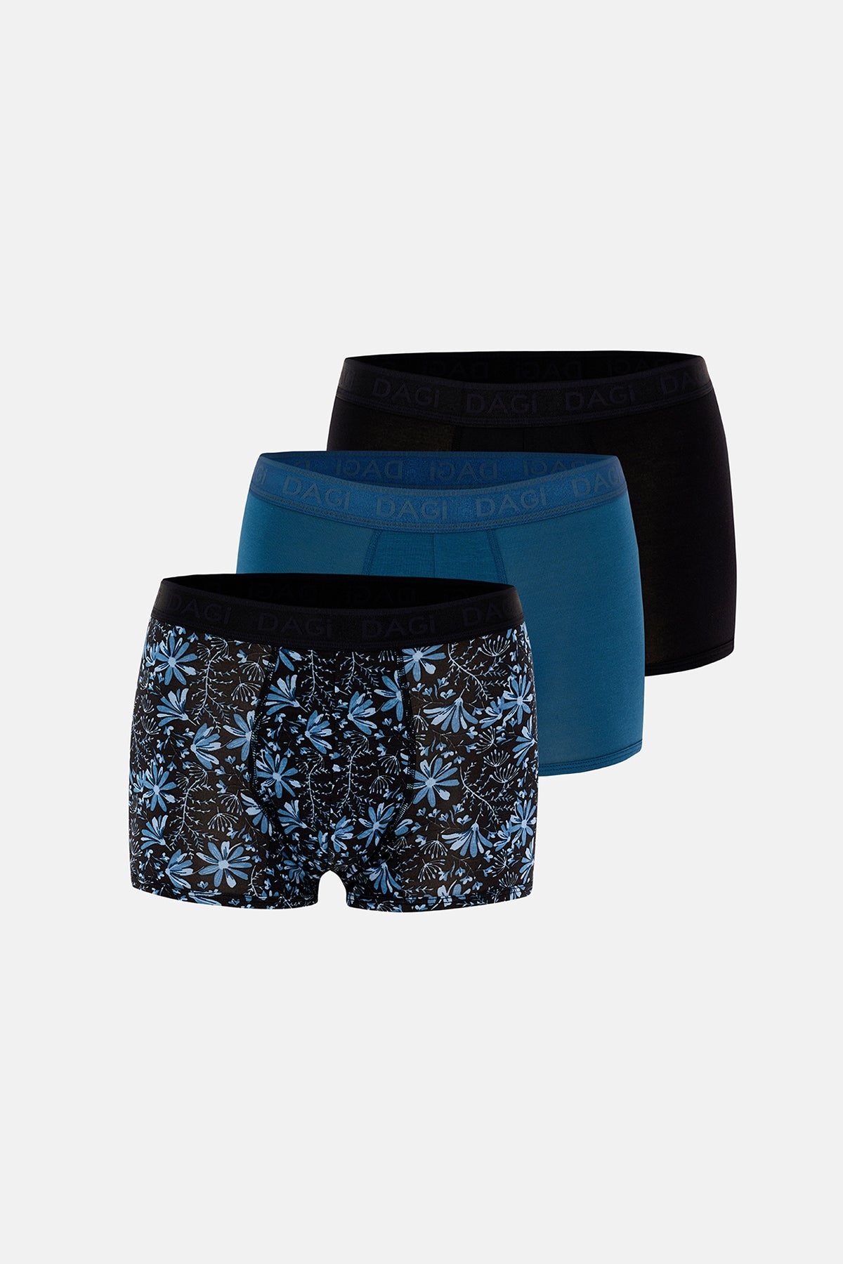 Mavi-Siyah 4210 3'lü Desenli Micro Modal Boxer