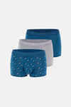 Gri-Mavi 4210 3'lü Desenli Micro Modal Boxer