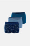 Lacivert-Mavi 4210 3'lü Desenli Micro Modal Boxer