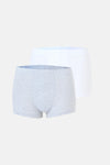 Beyaz-Gri 2'li Kumaş Kaplama Basic Boxer
