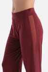 Bordo Yanı Tül Detaylı Basic Pantolon
