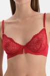 Kırmızı Dantel Detaylı Sütyen