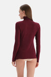 Bordo Lureks Modal Kaşmir Boğazlı Uzun Kollu Üst