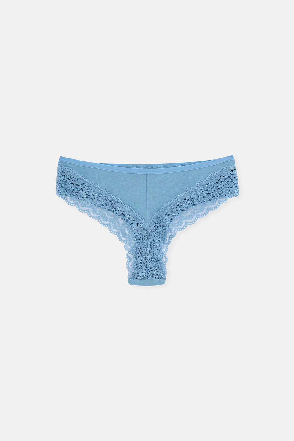 Mavi-Mint-Pudra Kadın 3'lü Arkası Dantel Detaylı Düz Brazilian Külot
