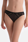 Siyah Tül Detaylı Dantelli Brief Külot