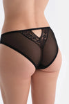 Siyah Tül Detaylı Dantelli Brief Külot