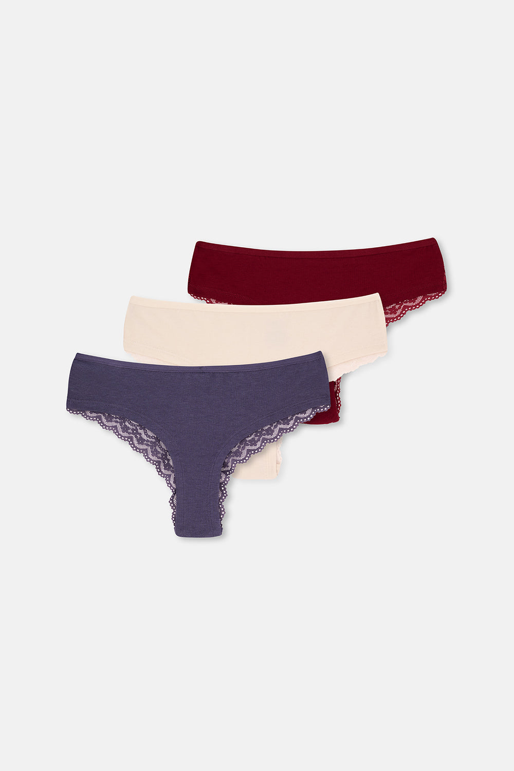 Ekru-Mavi Kadın 3'lü Brazilian Külot