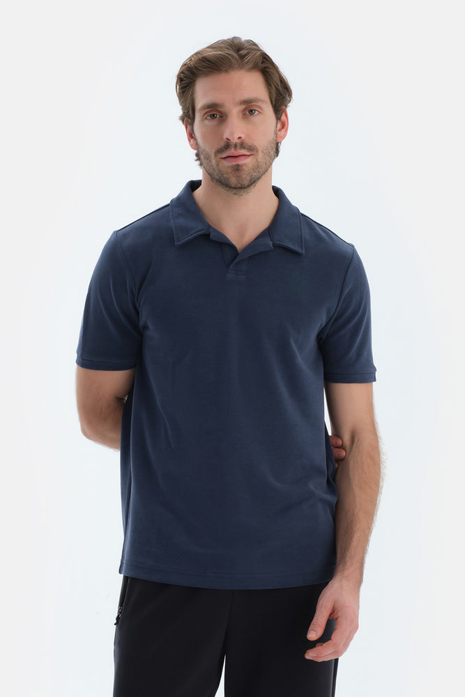 Indigo Polo Yaka Kısa Kollu Modal Pike Tişört