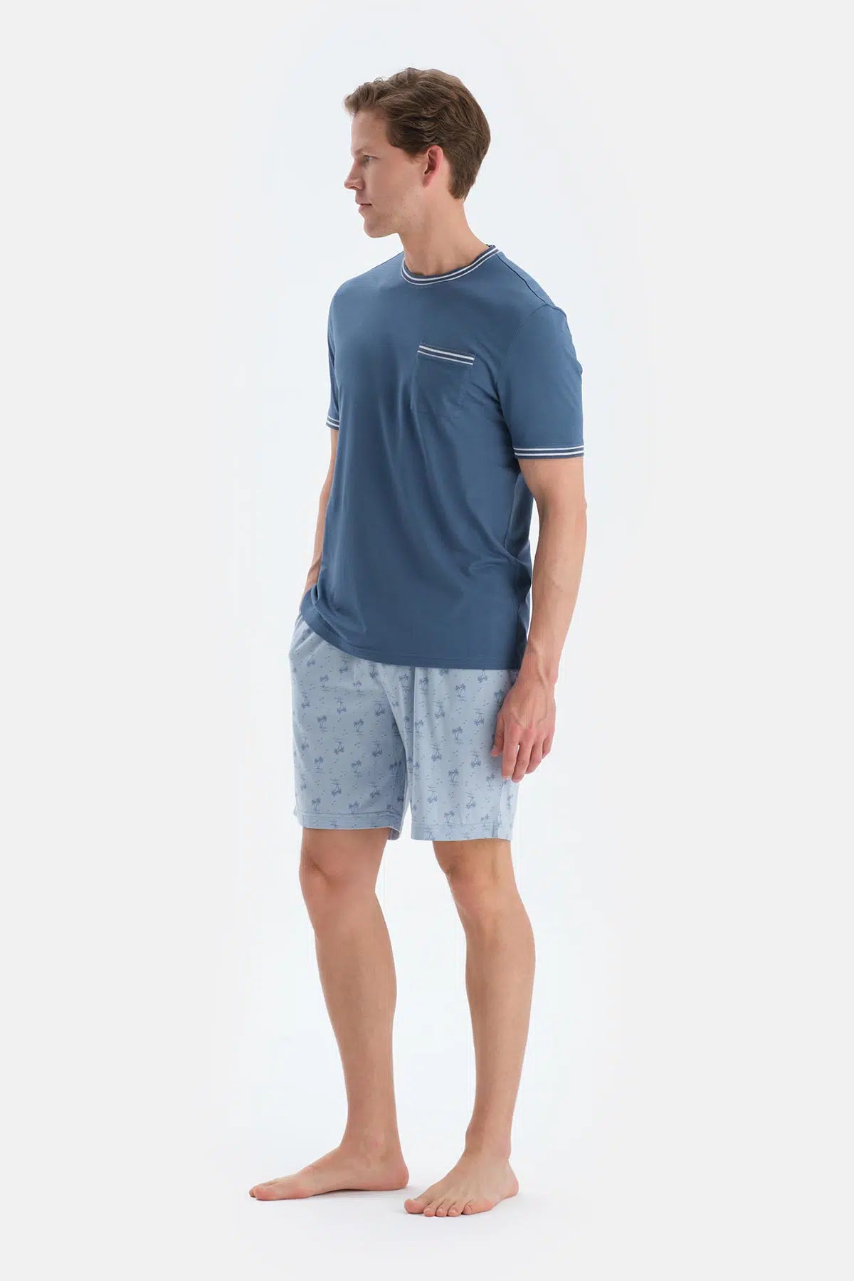 Açık Mavi Penye Modal Ikili Şort