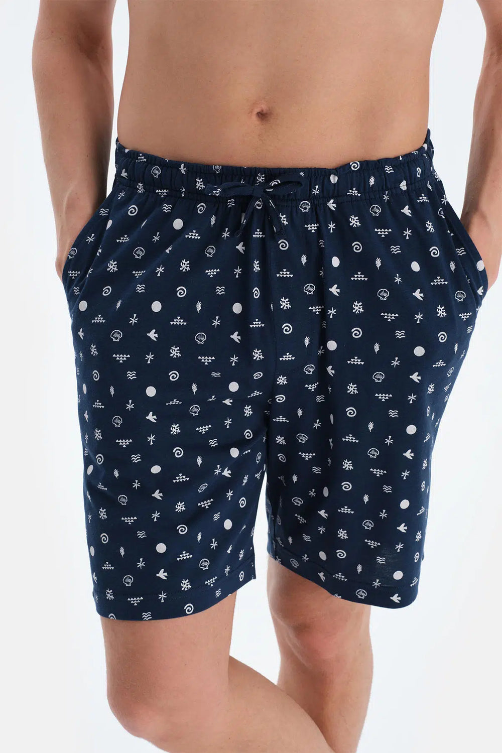 Lacivert Penye Modal Ikili Şort