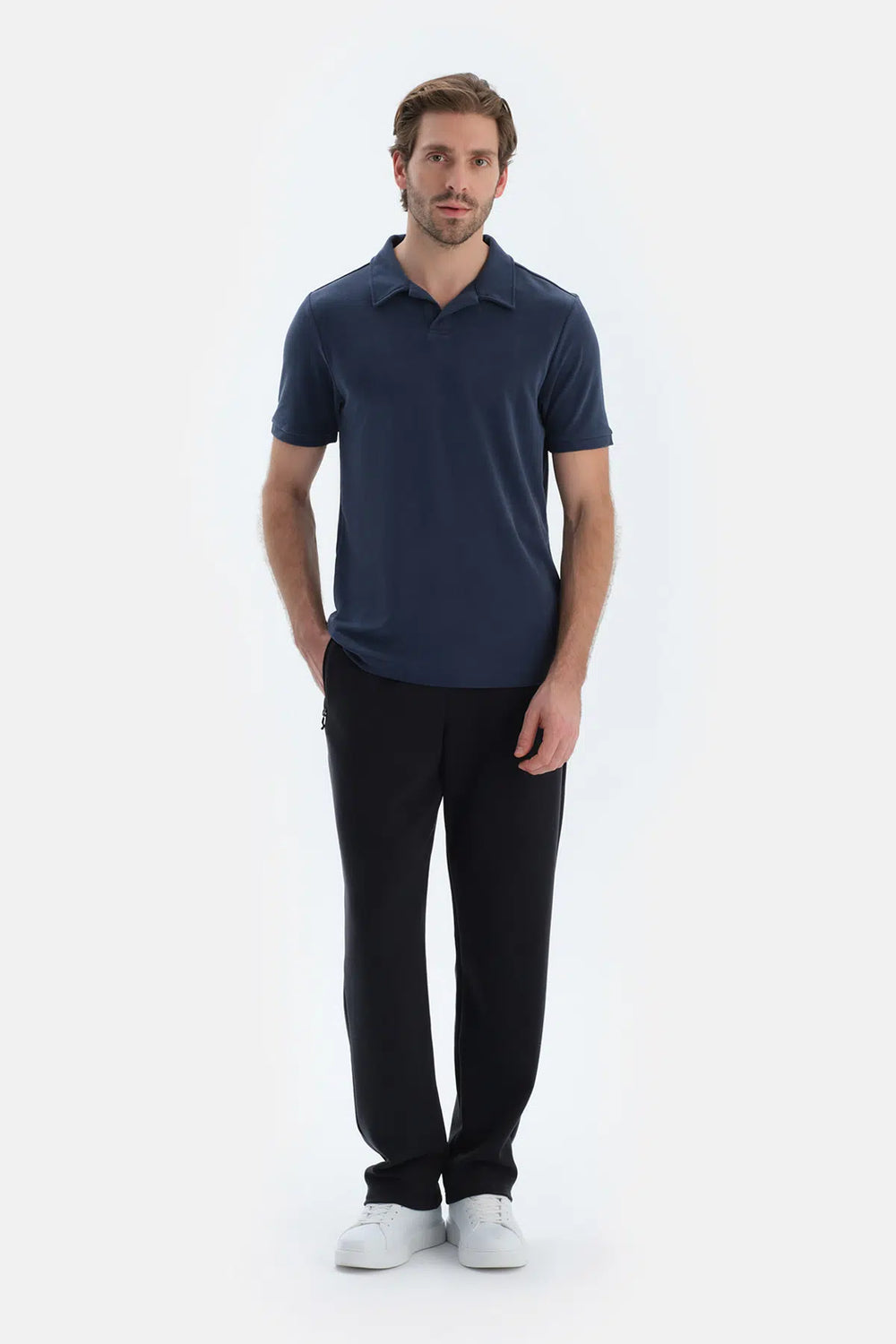 Siyah Düz Paça Cepli Modal Pantolon