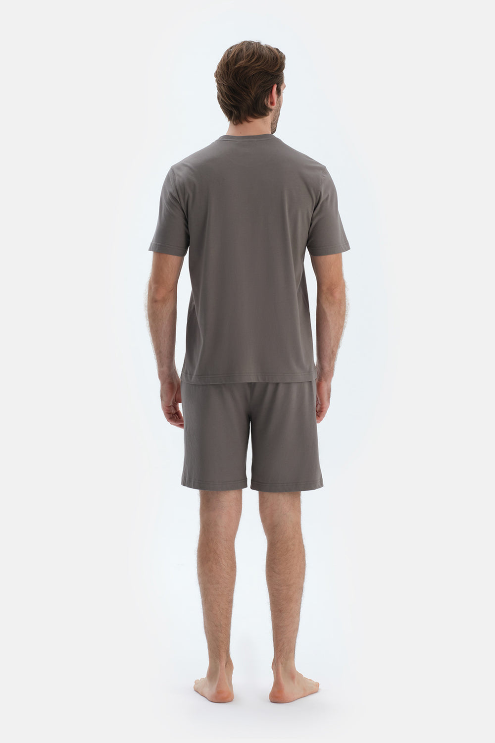 Gri Baskı Detaylı Penye Modal Şort