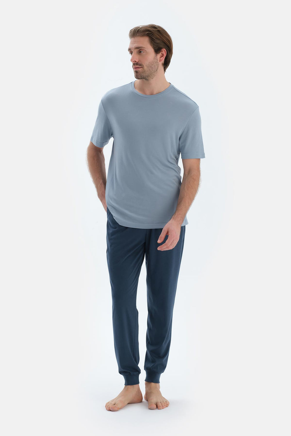 Lacivert Jogger Paça Basıc Penye Modal Pantolon
