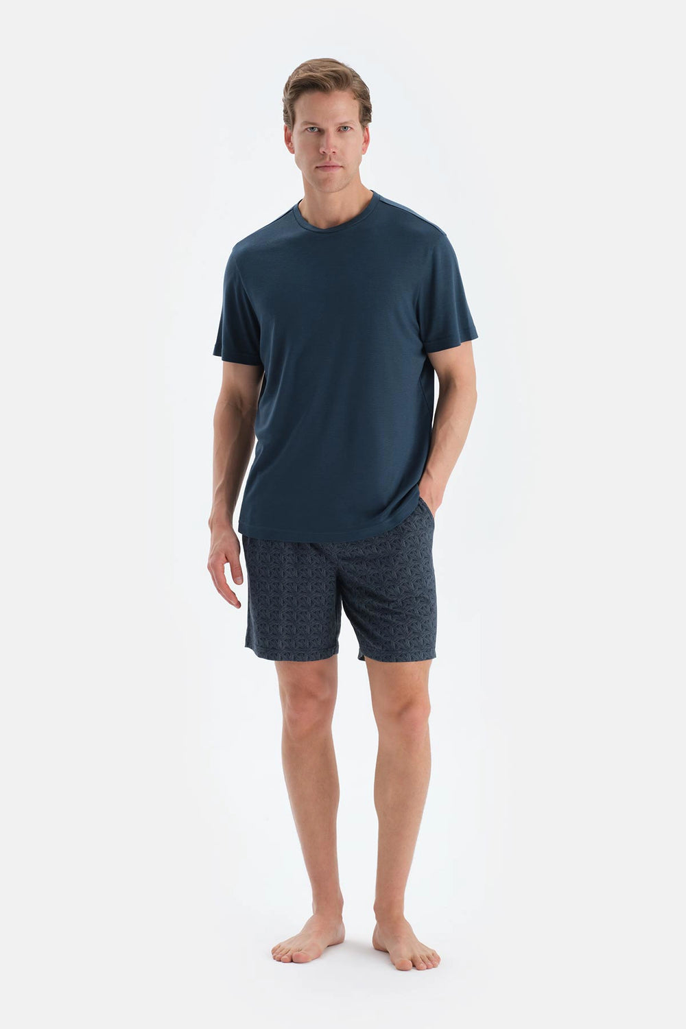 Indigo Penye Modal Ikili Şort