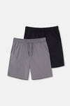 Antrasit-Siyah Pamuk Modal İkili Örme Şort