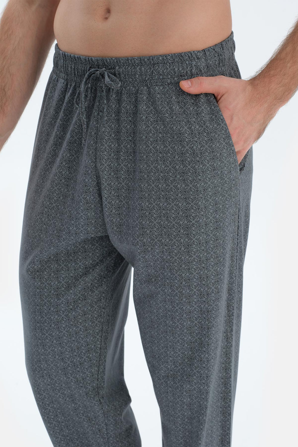 Gri Bisiklet Yaka Oversıze Üstlü Pamuk Modal Pijama Takımı
