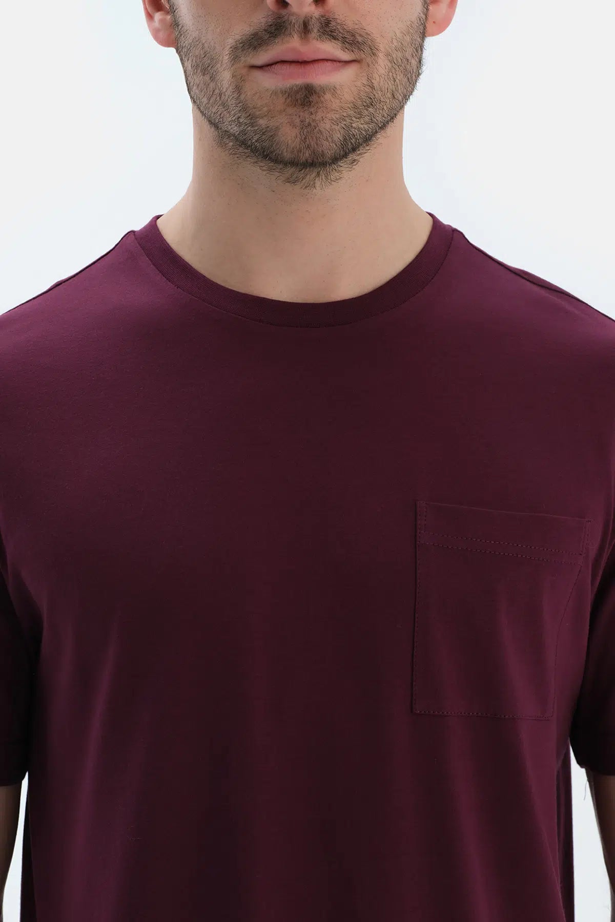 Bordo Kısa Kollu Tişört Ekoseli Pantolon Pijama Takımı