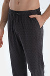 Antrasıt Mıkroprınt Baskılı Penye Modal Gömlek Pantolon Pijama Takımı