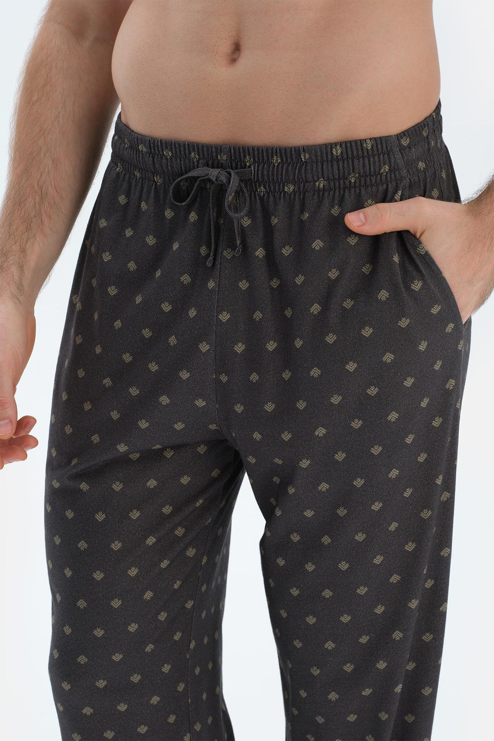 Yağ Yeşili Kısa Kollu Yarım Patlı Tişört Pantolon Pijama Takımı