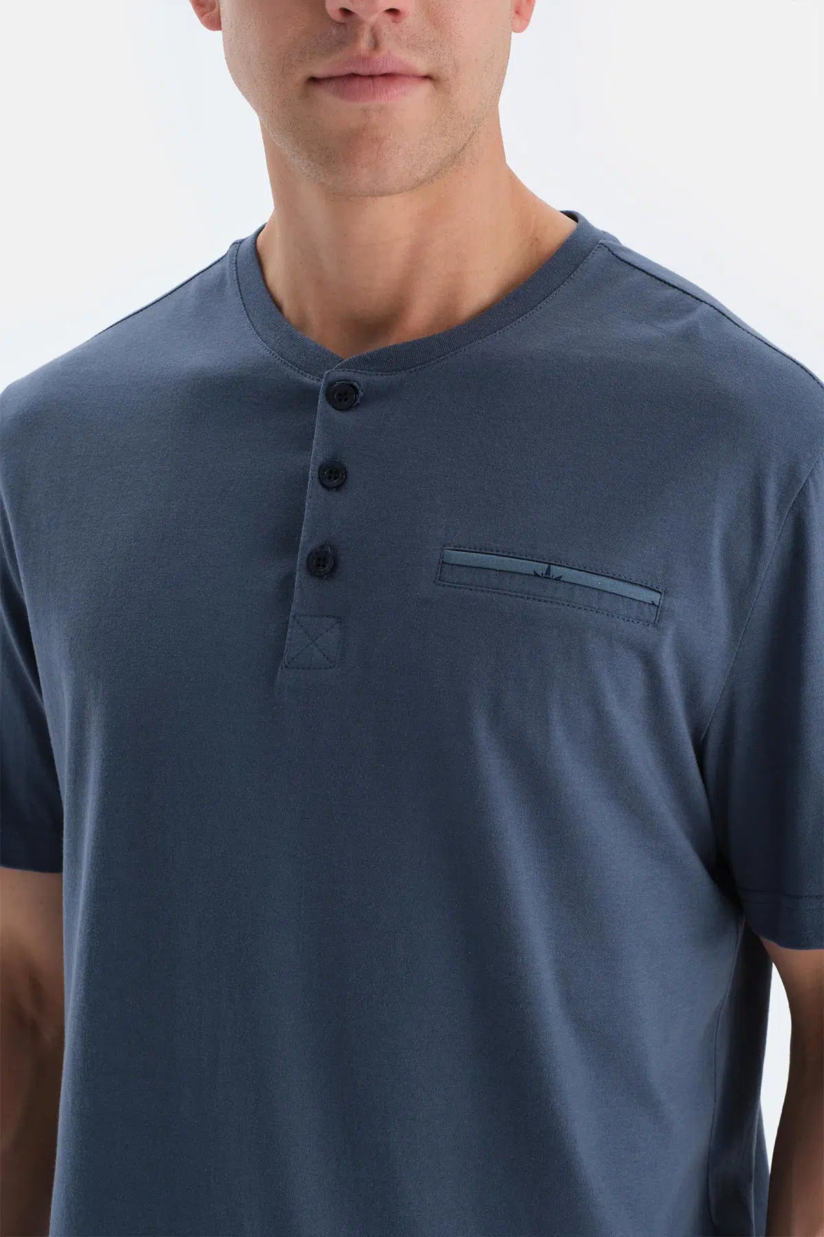 Indigo Pat Ve Fleto Cep Detaylı Tişört Pantolon Pijama Takımı