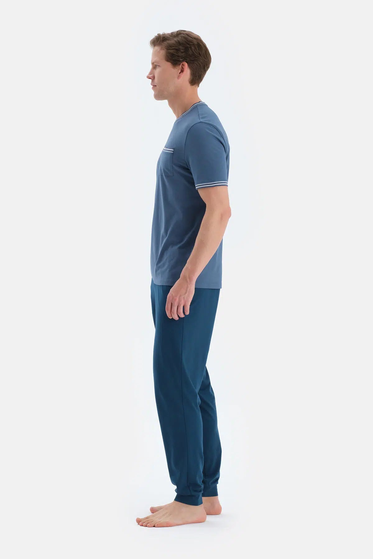 Indigo Cep Detaylı Kısa Kollu Tişört Pantolon Pijama Takımı