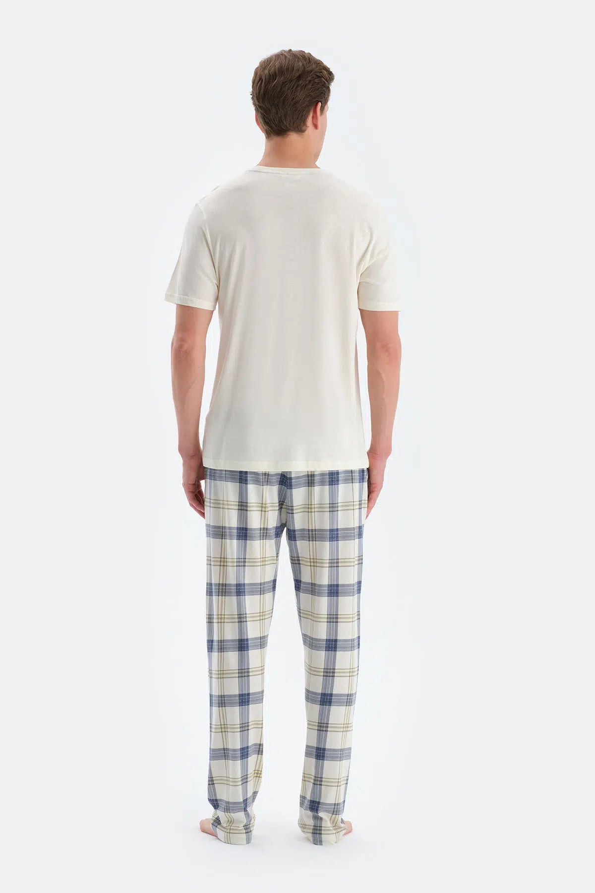 Açık Sarı Cep Detaylı Kısa Kollu Tişört Pantolon Pijama Takımı