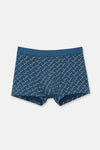 Koyu Mavi 2'li Desenli Pamuk Boxer