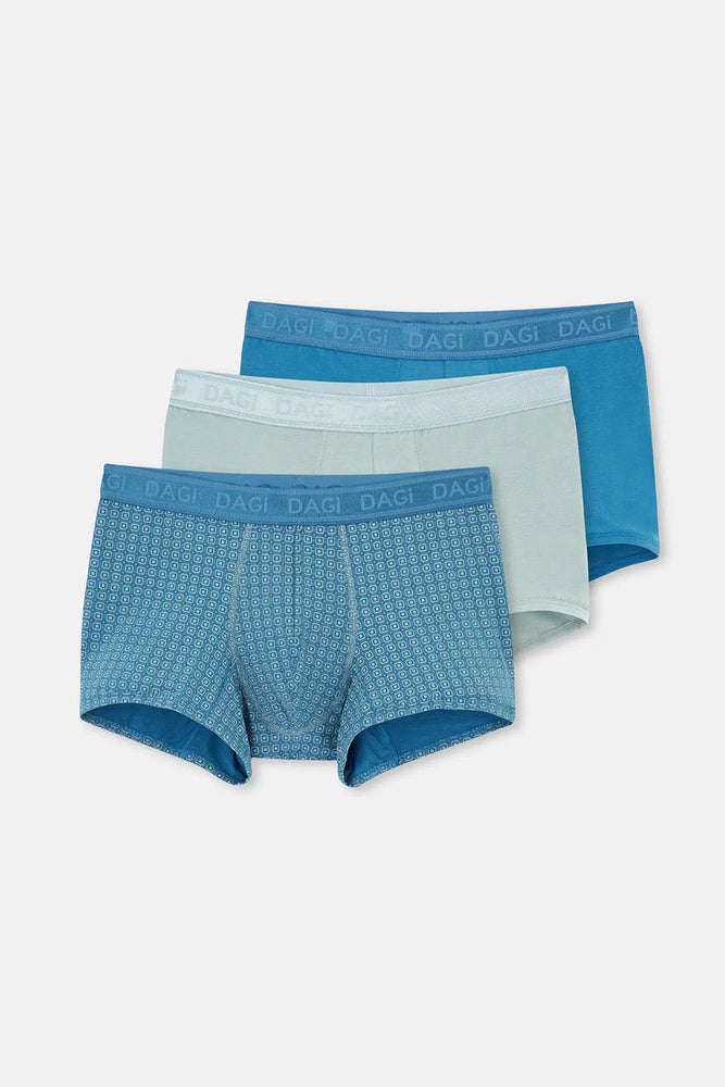 Mavi-Yeşil 3'lü Desenli Micro Modal Boxer