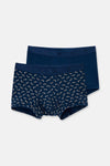 Koyu Mavi 2'li Desenli Micro Modal Boxer