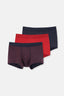 Kırmızı-Lacivert 3'lü Desenli Micro Modal Boxer