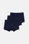 Lacivert 5210 3'lü Düz Pamuk Boxer