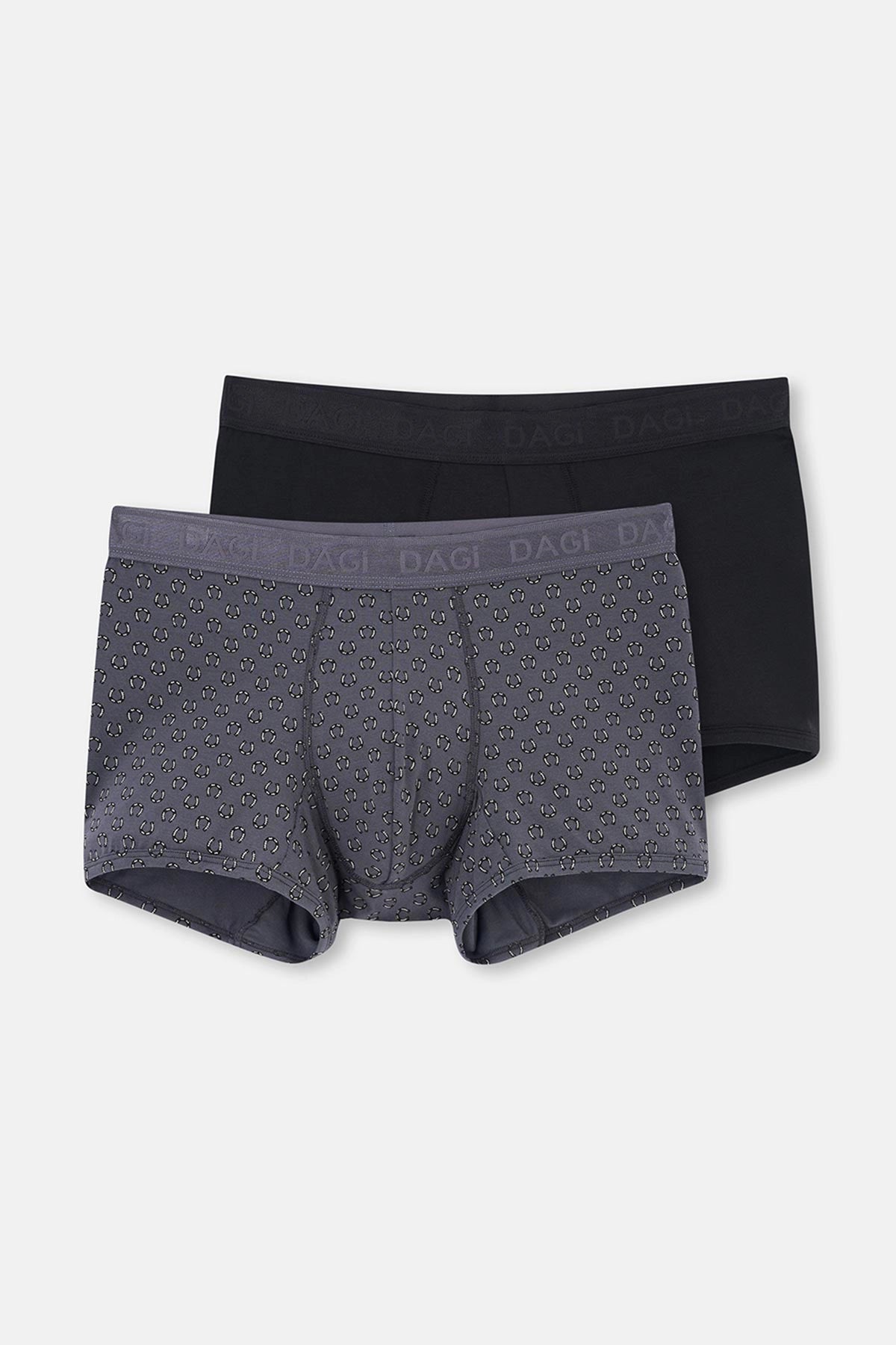 Gri-Siyah 2'li Desenli Micro Modal Boxer