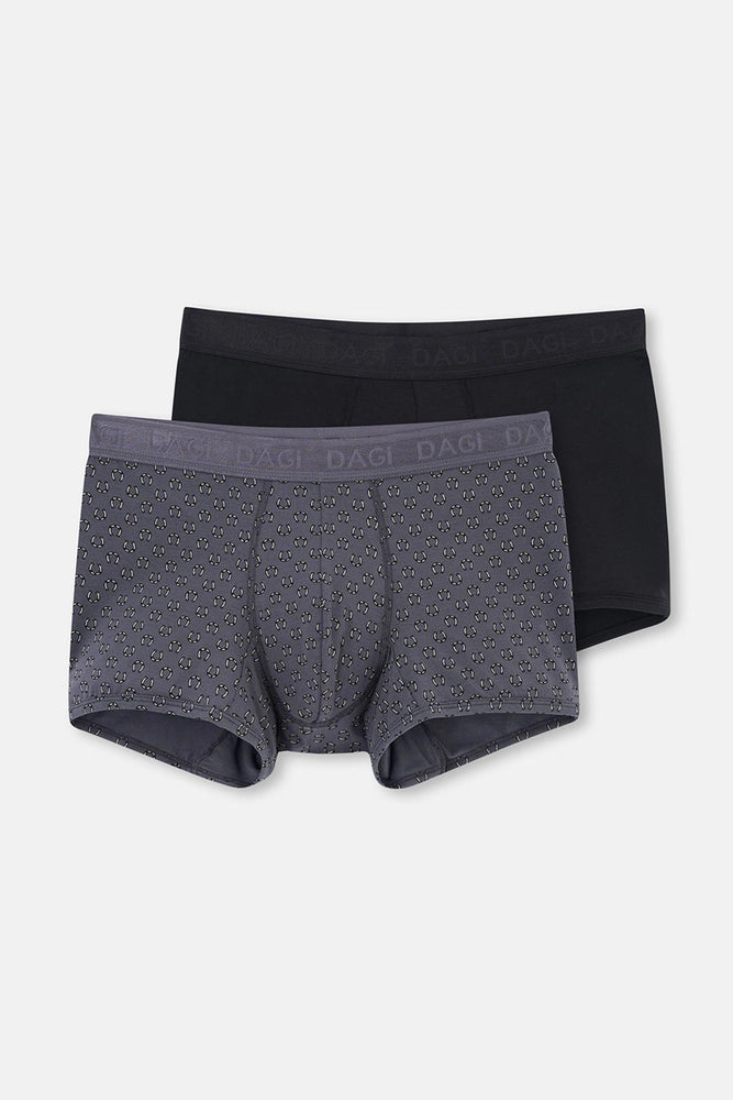 Gri-Siyah 2'li Desenli Micro Modal Boxer