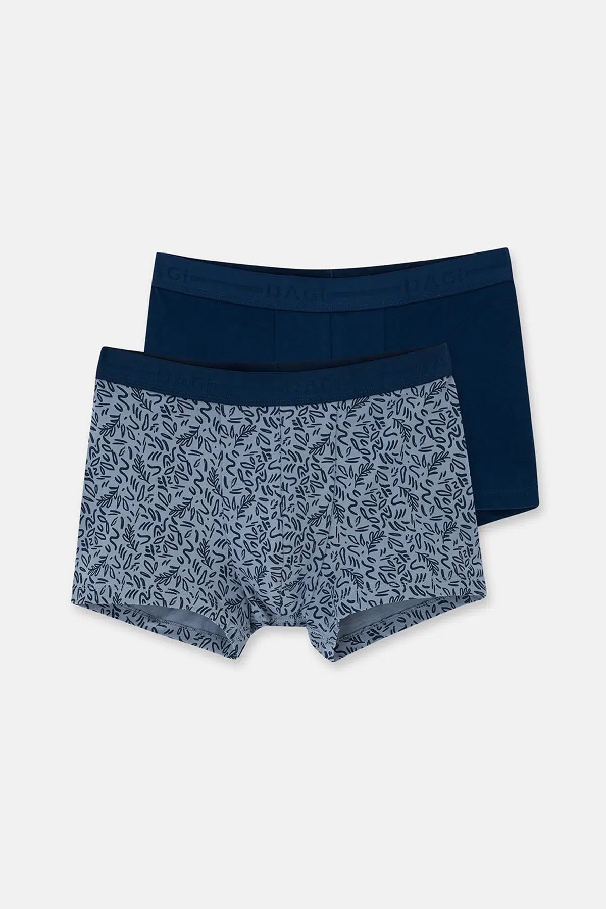 Lacivert 2'li Desenli Pamuk Boxer