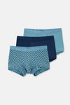 Açık Mavi-Lacivert 3'lü Desenli Micro Modal Boxer