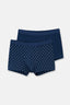 Lacivert-Mavi 2'li Desenli Pamuk Boxer
