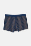 Lacivert Desenli Pamuk Boxer