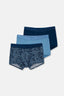 Lacivert-Mavi 4210 3'lü Desenli Micro Modal Boxer