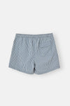 Indigo-Beyaz Çizgili Kısa Şort