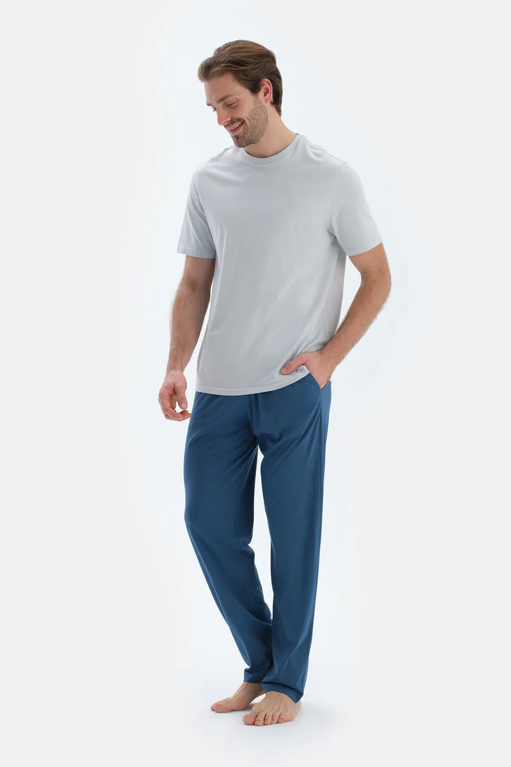 Indigo-Füme Indıgo- Pamuk Modal Örme Ikili Pijama Altı