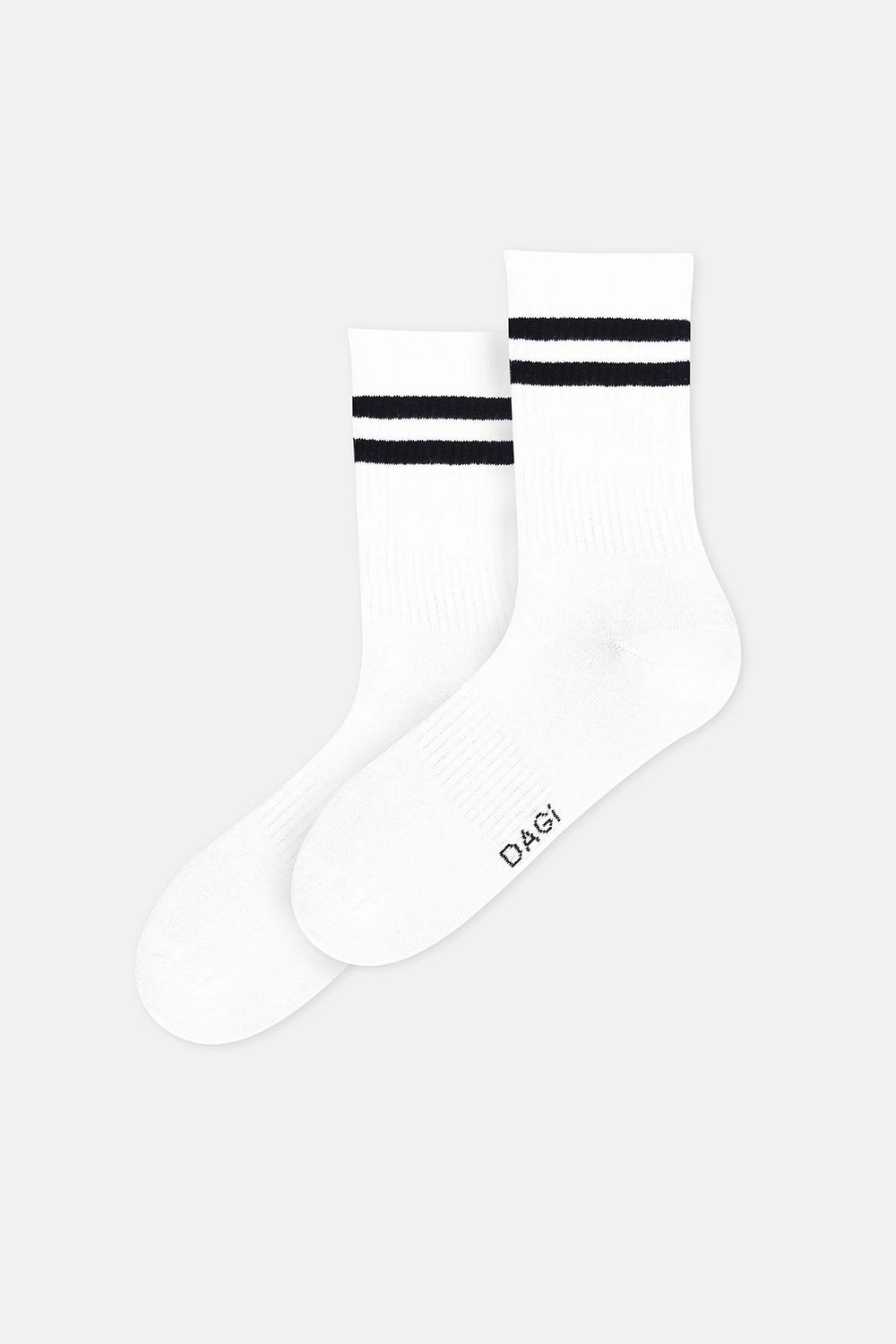 Beyaz Erkek Çizgi Desenli Spor Çorap 2'li