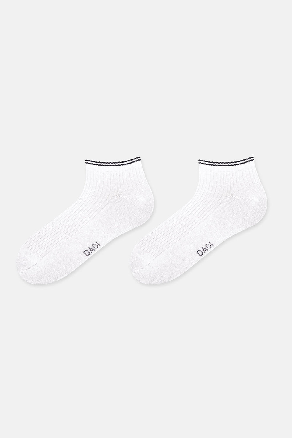 Beyaz-Gri Melanj Erkek 2'li Pamuklu Rıb Dokulu Patik Çorap