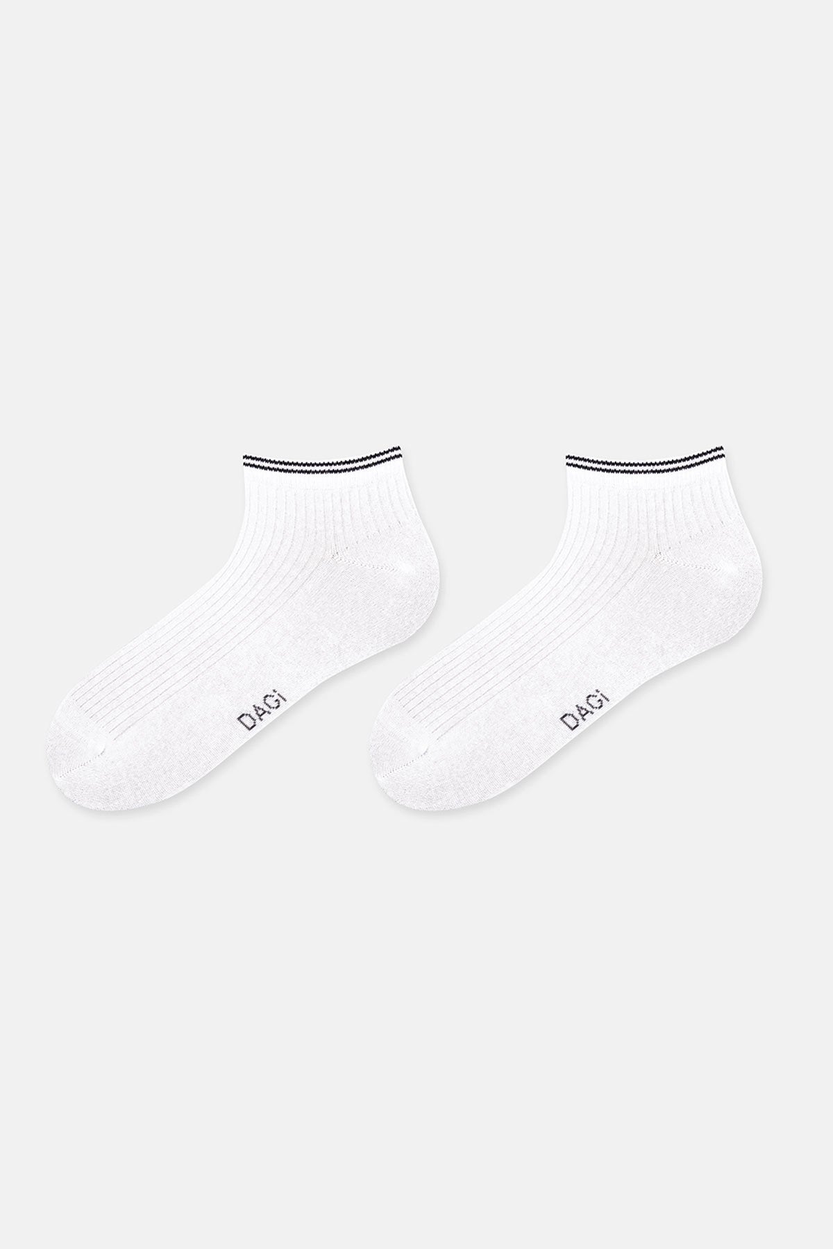 Beyaz-Gri Melanj Erkek 2'li Pamuklu Rıb Dokulu Patik Çorap