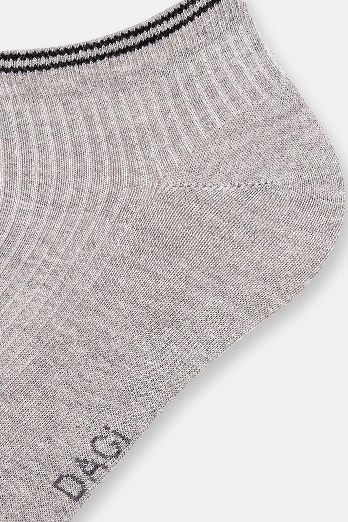 Beyaz-Gri Melanj Erkek 2'li Pamuklu Rıb Dokulu Patik Çorap