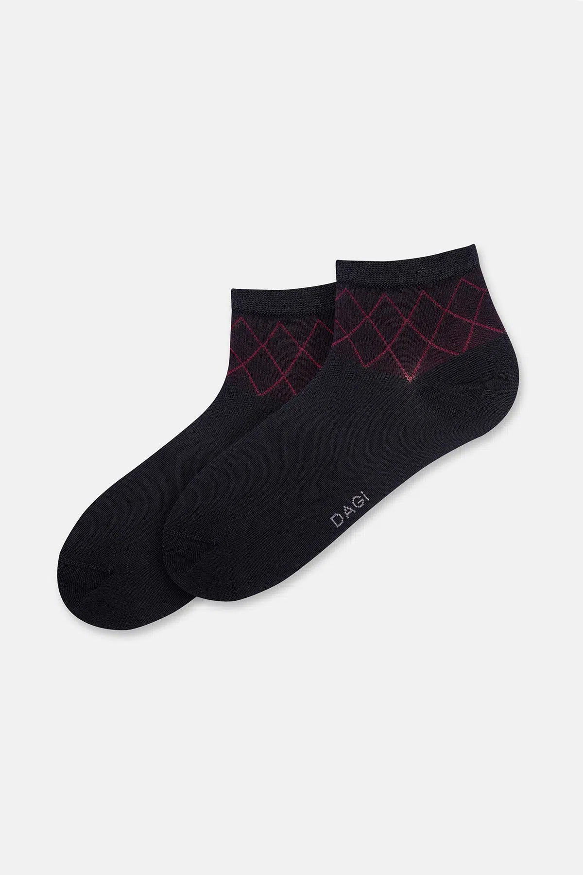 Siyah Erkek 2'li Bambu Baklava Desen Quarter Çorap