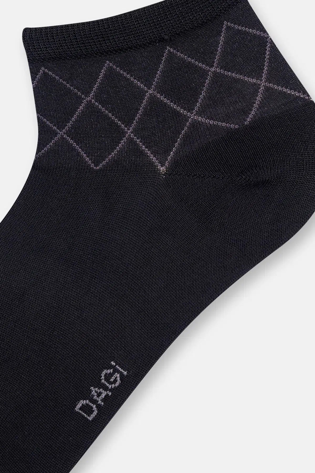 Siyah Erkek 2'li Bambu Baklava Desen Quarter Çorap