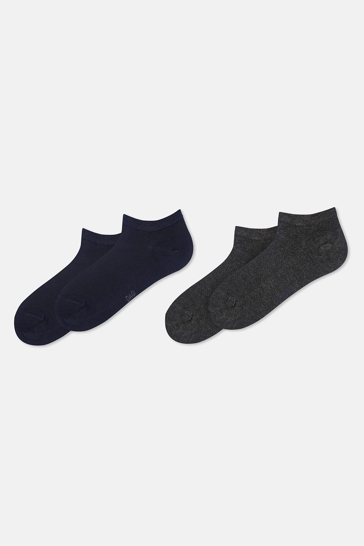 Antrasit-Lacivert Erkek 2'li Dörtgen Desen Patik Çorap