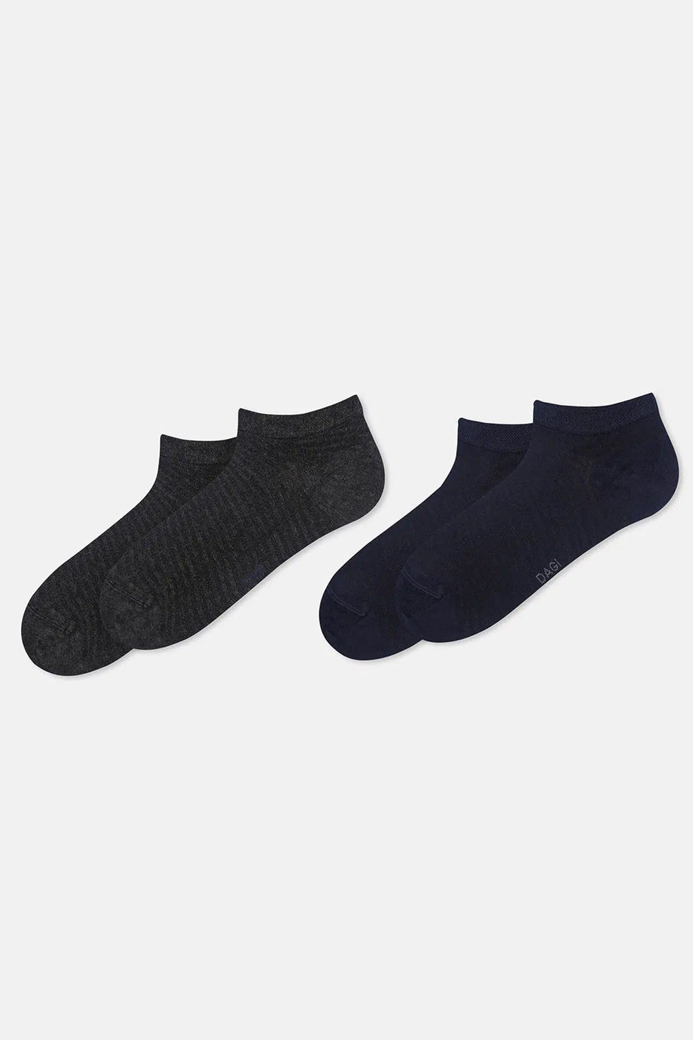 Antrasit-Lacivert Erkek 2'li Çizgili Bambu Patik Çorap