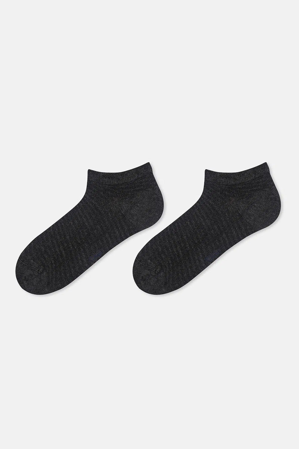 Antrasit-Lacivert Erkek 2'li Çizgili Bambu Patik Çorap